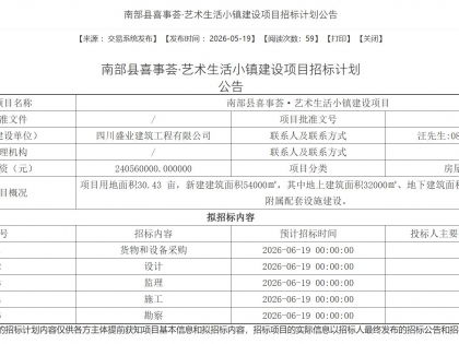 南部县喜事荟·艺术生活小镇建设项目招标计划公告