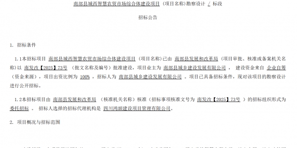 南部县城西智慧农贸市场综合体建设项目